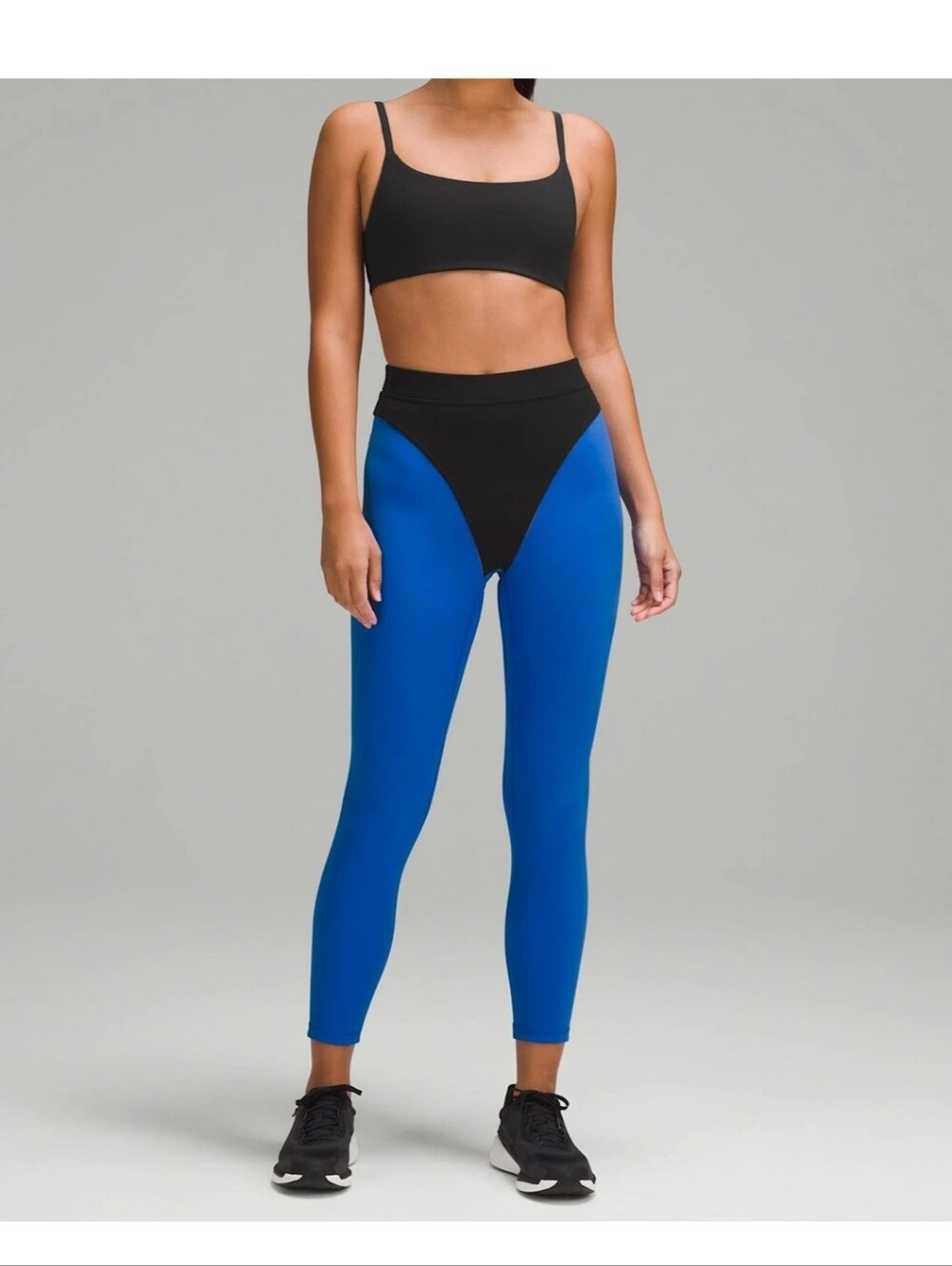 lululemon athletica Black with Blue Side Panels High-Waist Leggings